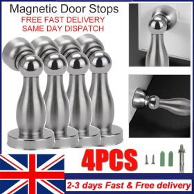 4x Magnetic Door Stops Buffer Wedge Stop Holder Metal Stopper Stainless Steel UK