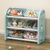 Kids Toy Storage Organizer with 6 Bins, Multi-functional Nursery Organizer Kids Furniture Set Toy Storage Cabinet Unit with HDPE Shelf and Bins for Pl
