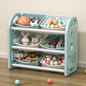 Kids Toy Storage Organizer with 6 Bins, Multi-functional Nursery Organizer Kids Furniture Set Toy Storage Cabinet Unit with HDPE Shelf and Bins for Pl