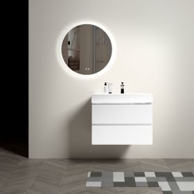 œÜ32" Modern LED Backlit Bathroom Mirror, Diffused Soft Light, Defogging Function, CRI>90, Adjustable Light Brightness & Temperature 3000K, 4500K, 600