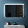 36" W x 24" H Modern Wall Mounted LED Backlit Anti-Fog Rounded Rectangular Bathroom Mirror with Temperature Adjustable and Memory Function Touch Switc