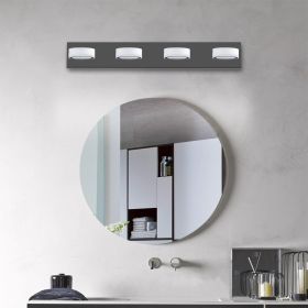 LED Modern Black 4-Light Vanity Lights Fixtures Over Mirror Bath Wall Lighting