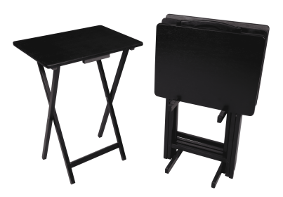 Black 5-Piece Folding TV Tray Table Set;  19 x 15 x 26 Inch
