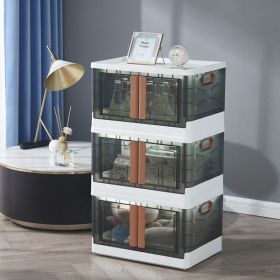 Folding Storage Bin, Storage Cabinet with Lids and Wheels