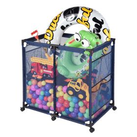 swimming pool ,Rolling Poolside Mesh Container for Toys ‚Äì Waterproof, UV Resistant Outdoor Organizer Box with Bonus Mesh Bag Pool Storage Bin/Blue