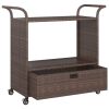 Bar Cart with Drawer Brown 39.4"x17.7"x38.2" Poly Rattan