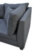 3-Piece sofa with 1 x 3-seat sofa;  1 x Left chaise lounge;  1 x storage ottoman;  7 x back cushions 2 x throw pillows  Dark Gray