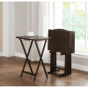 Set of 5 Folding TV Tray Tables, Walnut 19 x 15 x 26 inches