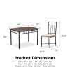 Louise Traditional 5-Piece Wood & Metal Dining Set, Deep Walnut