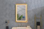 42 in. W x24 in. H Oversized Rectangular Gold Framed LED Mirror Anti-Fog Dimmable Wall Mount Bathroom Vanity Mirror