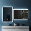 36" W x 24" H Modern Wall Mounted LED Backlit Anti-Fog Rounded Rectangular Bathroom Mirror with Temperature Adjustable and Memory Function Touch Switc