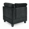 U shape Modular Sectional Sofa; DIY Combination; includes Four Single Chair and Two Corner; Black Velvet