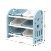Kids Toy Storage Organizer with 6 Bins, Multi-functional Nursery Organizer Kids Furniture Set Toy Storage Cabinet Unit with HDPE Shelf and Bins for Pl