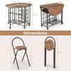 3 Pieces Folding Dining Table and Chair Set
