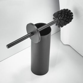 304 Stainless Steel Toilet Brush Punching Bathroom Wall Mounted Toilet Brush Cleaning Vertical Bracket (Option: Black-Floor type)
