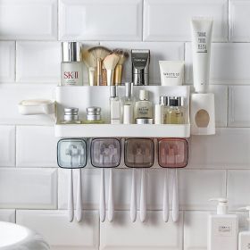 Toothbrush Holder Bathroom Shelving Hole-free Suction Wall (Option: Soap box-3 Style)