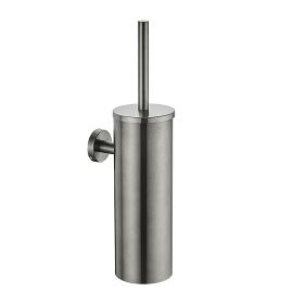 304 Stainless Steel Toilet Brush Punching Bathroom Wall Mounted Toilet Brush Cleaning Vertical Bracket (Option: Gun Grey-Wall hanging)