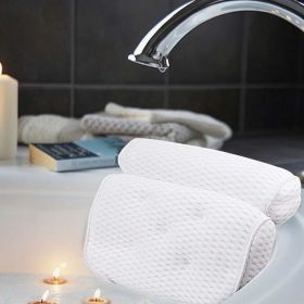 4D Bath Pillow Head And Neck Pillow With Suction Cup Bathtub Non-slip Bath Pillow (Option: White-35 √ó 35cm)