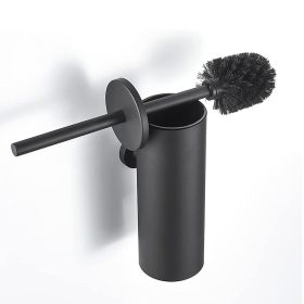 304 Stainless Steel Toilet Brush Punching Bathroom Wall Mounted Toilet Brush Cleaning Vertical Bracket (Option: Black-Wall hanging)