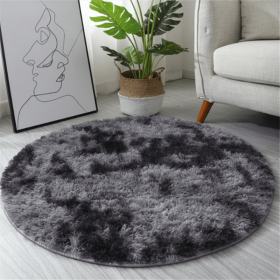 1pc, Non-Slip Plush Round Area Rug for Living Room and Kitchen - Soft and Durable Indoor Floor Mat for Home and Room Decor - 23.62 x 23.62 (Color: Tie-dye Dark Gray, size: )