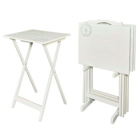 Girard Folding Tray Table Set;  26.38" Tall;  Gray Finish (Color: White)