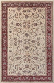Stylish Classic Pattern Design Traditional Bordered Floral Filigree Area Rug (Color: Beige|Ivory, size: 9'-6" X 12'-9")