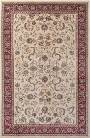 Stylish Classic Pattern Design Traditional Bordered Floral Filigree Area Rug (Color: Beige|Ivory, size: 9'-6" X 12'-9")