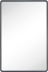 22 "x30" Metal Rectangular Bathroom Wall Mirror (Color: Black)