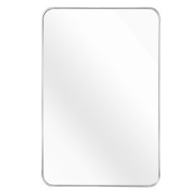 24 "x36" Metal Rectangular Bathroom Wall Mirror (Color: silver)