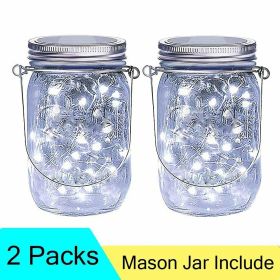 2x Solar Mason Jar Lid Insert Fairy String Light 20 LED Jar Include Garden Decor (Material: Plastic)
