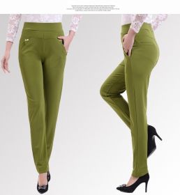 Middle-aged Women's Small Feet Stretch Casual Pants (Option: Green-4XL)