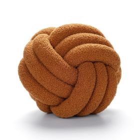 Soft Knot Ball Pillows Throw Knotted Handmade Round Plush Pillow (Color: Brown, size: )