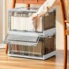 2 Packs Foldable Storage Bins Collapsible Storage Box Organizer Stackable Toy Container with Double Doors Top Lid Rolling Wheels for Clothes Toys Book
