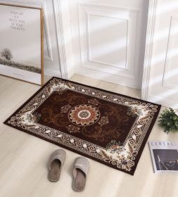 Thickened Absorbent Jacquard Carpet Dornier Woven Living Room Bathroom Rug Kitchen Non-slip Home Entry Floor Door Mat Red Brown (Color: Coffee, size: )
