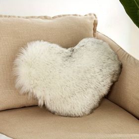 1pc Boho Love Heart Plush Throw Pillow - Fluffy Luxury Cushion for Couch, Sofa, Bed - Detachable and Machine Washable Home Decor (Color: White Gray Tip, size: )