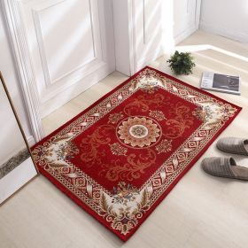 Thickened Absorbent Jacquard Carpet Dornier Woven Living Room Bathroom Rug Kitchen Non-slip Home Entry Floor Door Mat Red Brown (Color: Red, size: )