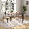 5 Pieces Wood Metal Dining Table Set with 4 Chairs