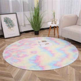1pc, Non-Slip Plush Round Area Rug for Living Room and Kitchen - Soft and Durable Indoor Floor Mat for Home and Room Decor - 23.62 x 23.62 (Color: Tie-dye Colorful, size: )