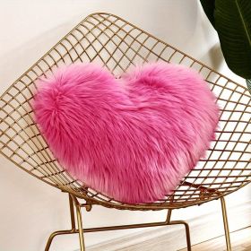 1pc Boho Love Heart Plush Throw Pillow - Fluffy Luxury Cushion for Couch, Sofa, Bed - Detachable and Machine Washable Home Decor (Color: Rose Red, size: )