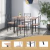 5 Pieces Wood Metal Dining Table Set with 4 Chairs