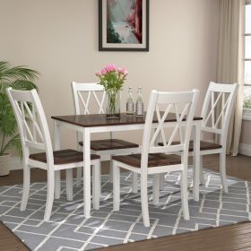 5-Piece Dining Table Set Home Kitchen Table and Chairs Wood Dining Set (Main Material: , Main Color: Cherry)