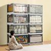 2 Packs Foldable Storage Bins Collapsible Storage Box Organizer Stackable Toy Container with Double Doors Top Lid Rolling Wheels for Clothes Toys Book