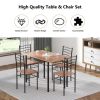 5 Pieces Wood Metal Dining Table Set with 4 Chairs