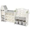 Kids Bookshelf Toy Storage Organizer with 17 Bins and 5 Bookshelves, Multi-functional Nursery Organizer Kids Furniture Set Toy Storage Cabinet Unit wi