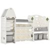 Kids Bookshelf Toy Storage Organizer with 17 Bins and 5 Bookshelves, Multi-functional Nursery Organizer Kids Furniture Set Toy Storage Cabinet Unit wi