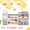 Kids Bookshelf Toy Storage Organizer with 17 Bins and 5 Bookshelves, Multi-functional Nursery Organizer Kids Furniture Set Toy Storage Cabinet Unit wi