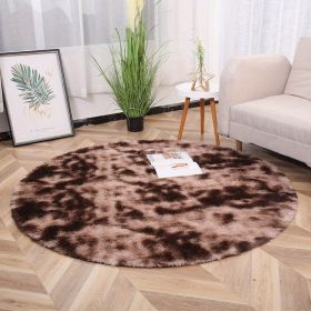 1pc, Non-Slip Plush Round Area Rug for Living Room and Kitchen - Soft and Durable Indoor Floor Mat for Home and Room Decor - 23.62 x 23.62 (Color: Tie-dye Brown, size: )