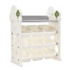 Kids Bookshelf Toy Storage Organizer with 17 Bins and 5 Bookshelves, Multi-functional Nursery Organizer Kids Furniture Set Toy Storage Cabinet Unit wi