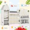 Kids Bookshelf Toy Storage Organizer with 17 Bins and 5 Bookshelves, Multi-functional Nursery Organizer Kids Furniture Set Toy Storage Cabinet Unit wi