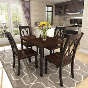 5-Piece Dining Table Set Home Kitchen Table and Chairs Wood Dining Set (Main Material: , Main Color: Black)